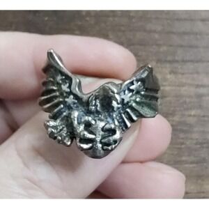 Vintage 1980s Signed DS Biker Ring Eagle Stars Patriotic Size 12 Z6